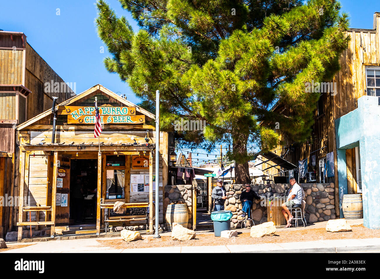 Die Happy Burro Bar and Grill in Beatty Nevada Quelle des Amargosa River, der im Death Valley Kalifornien endet Stockfoto