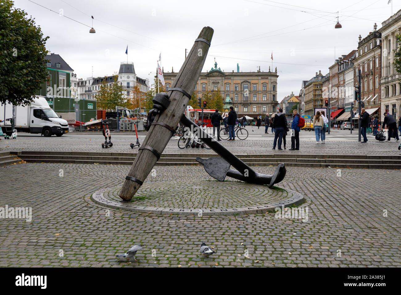 Bild der Gedenkstätte Anker auf Nyhavn in Kopenhagen, Dänemark. Stockfoto