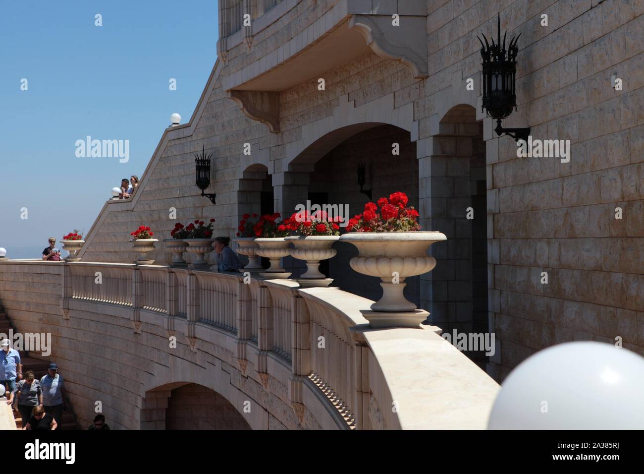 Schrein des Bab und unteren Terrassen an der Bahai Weltzentrum in Haifa Stadt Stockfoto