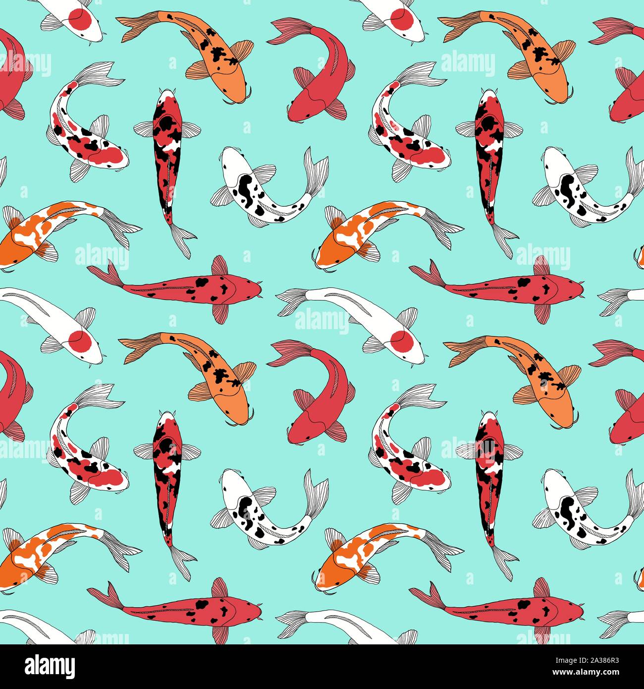 Muster mit Koi Fische Stock Vektor