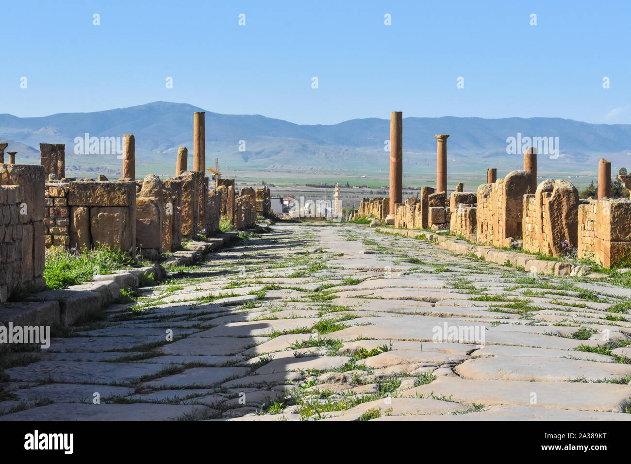 Die alte römische Stadt Timgad in Batna, Algerien, errichtet um 100 AC Stockfoto