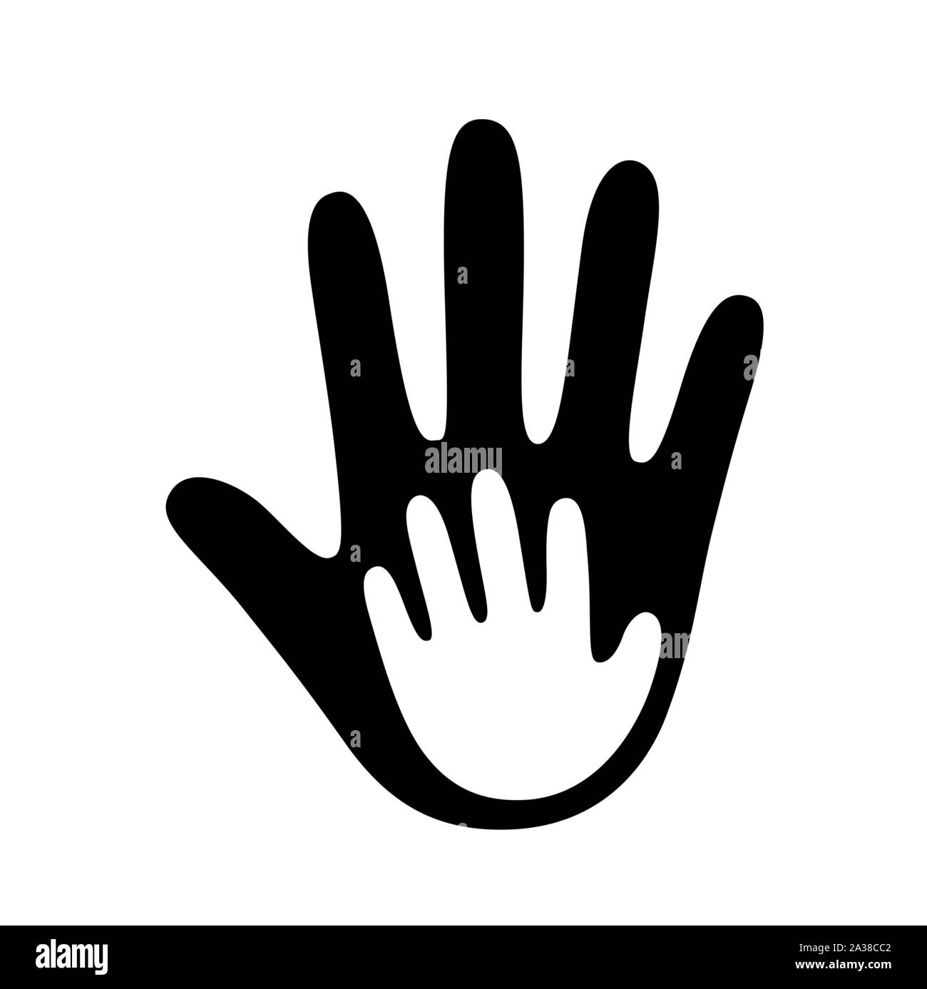 Nach Handfläche halten Kind hand Symbol. Familie und Elternschaft, Kinderbetreuung und sozialen Liebe Logo Design Element. Helfende Hand Vector Illustration. Stock Vektor
