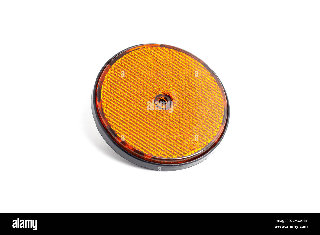 Auto, Lkw und Anhänger der gelben Seite Reflektor auf isoliert weißer Hintergrund Stockfoto