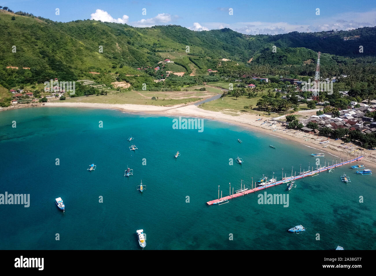 Luftbild der Bucht von Kuta Lombok, Indonesien Stockfoto