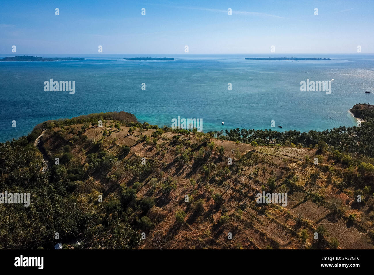 Luftaufnahme von Kecinan Strand, Lombok, Indonesien Stockfoto