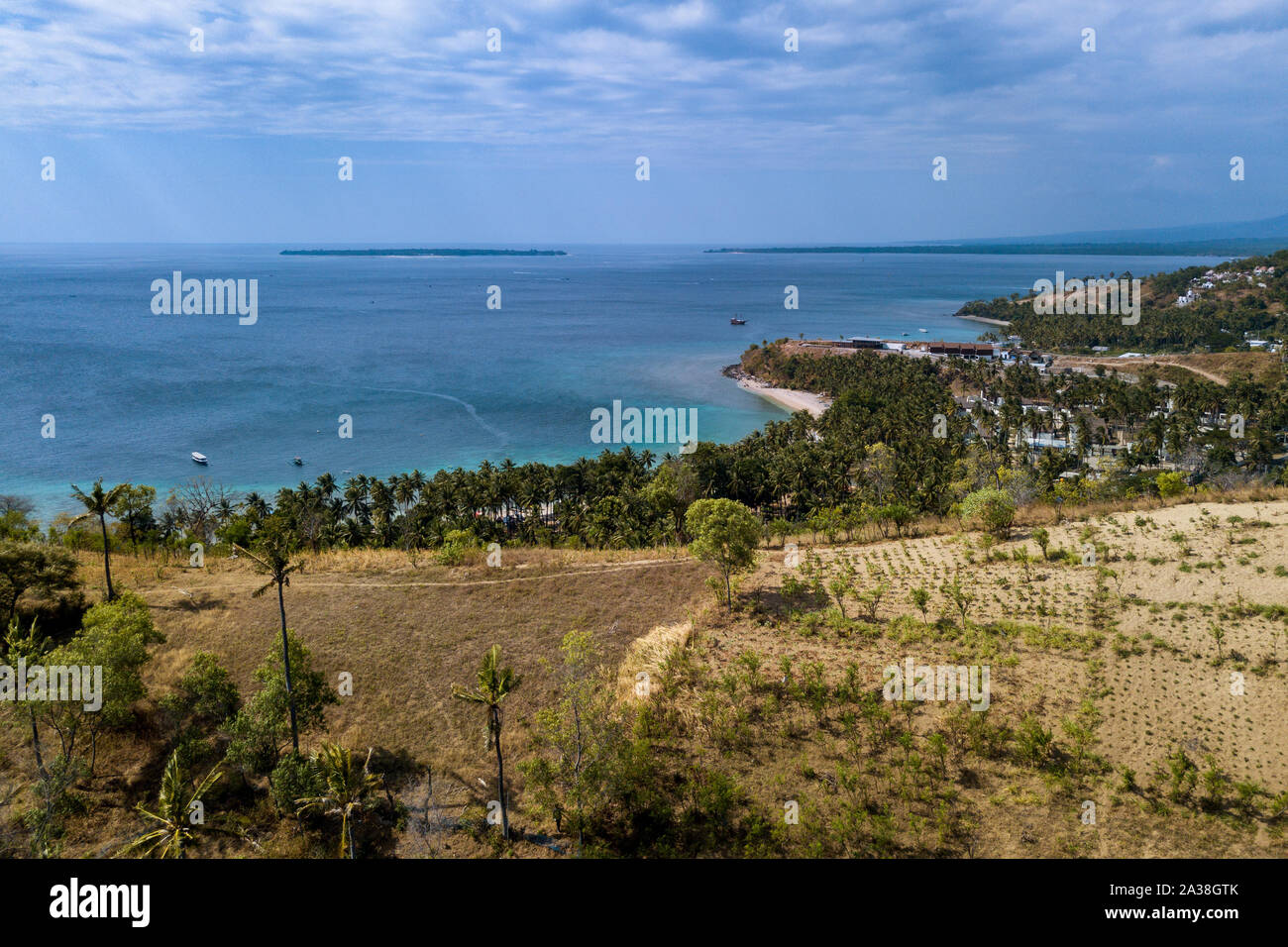 Luftaufnahme von Kecinan Strand, Lombok, Indonesien Stockfoto