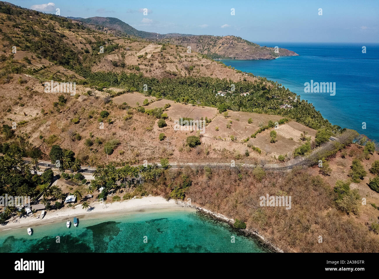 Luftaufnahme von Kecinan Strand, Lombok, Indonesien Stockfoto