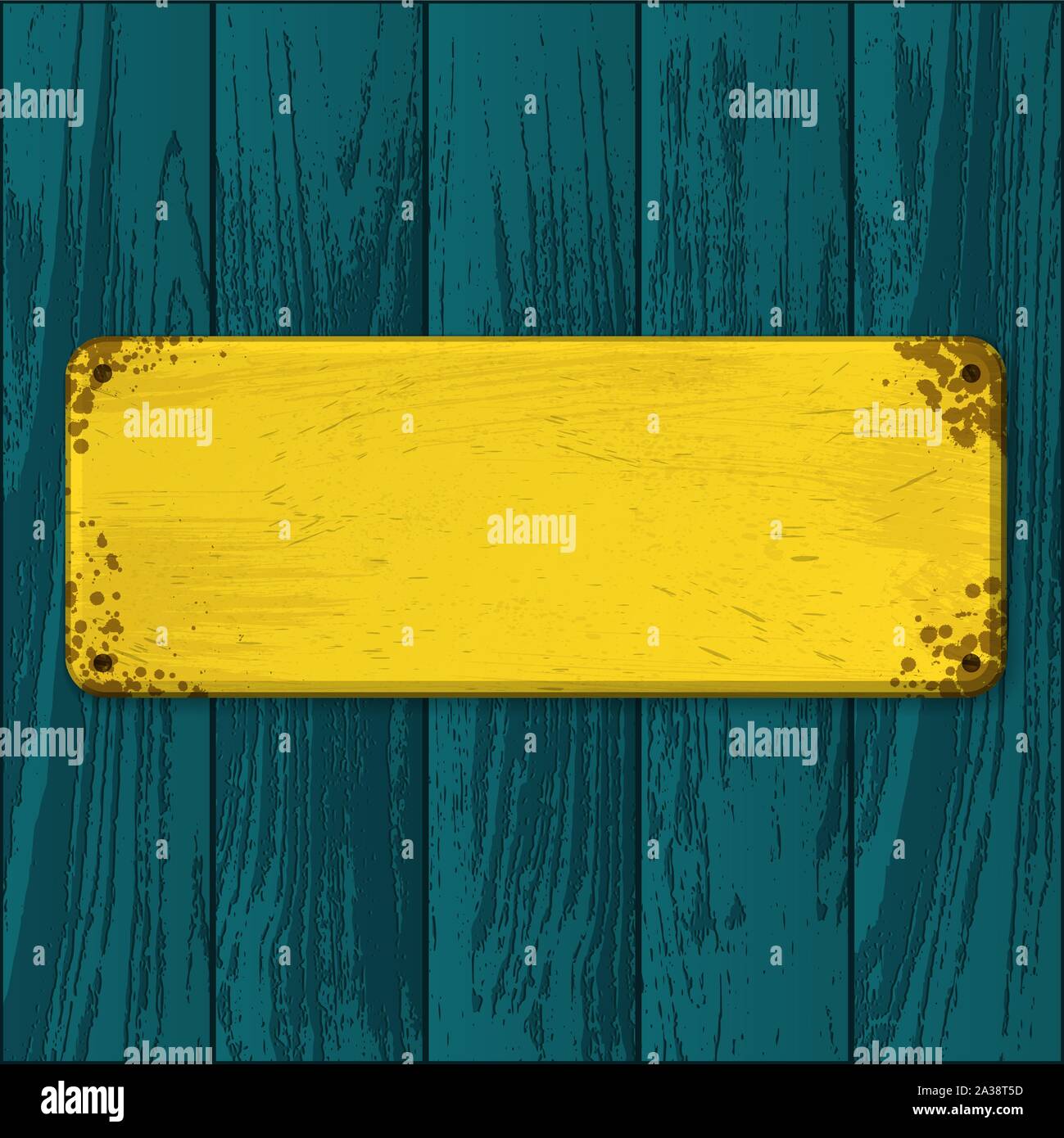 Blaue Parkett oder Laminat Textur mit Gelb leer alten grunge Typenschild Stock Vektor
