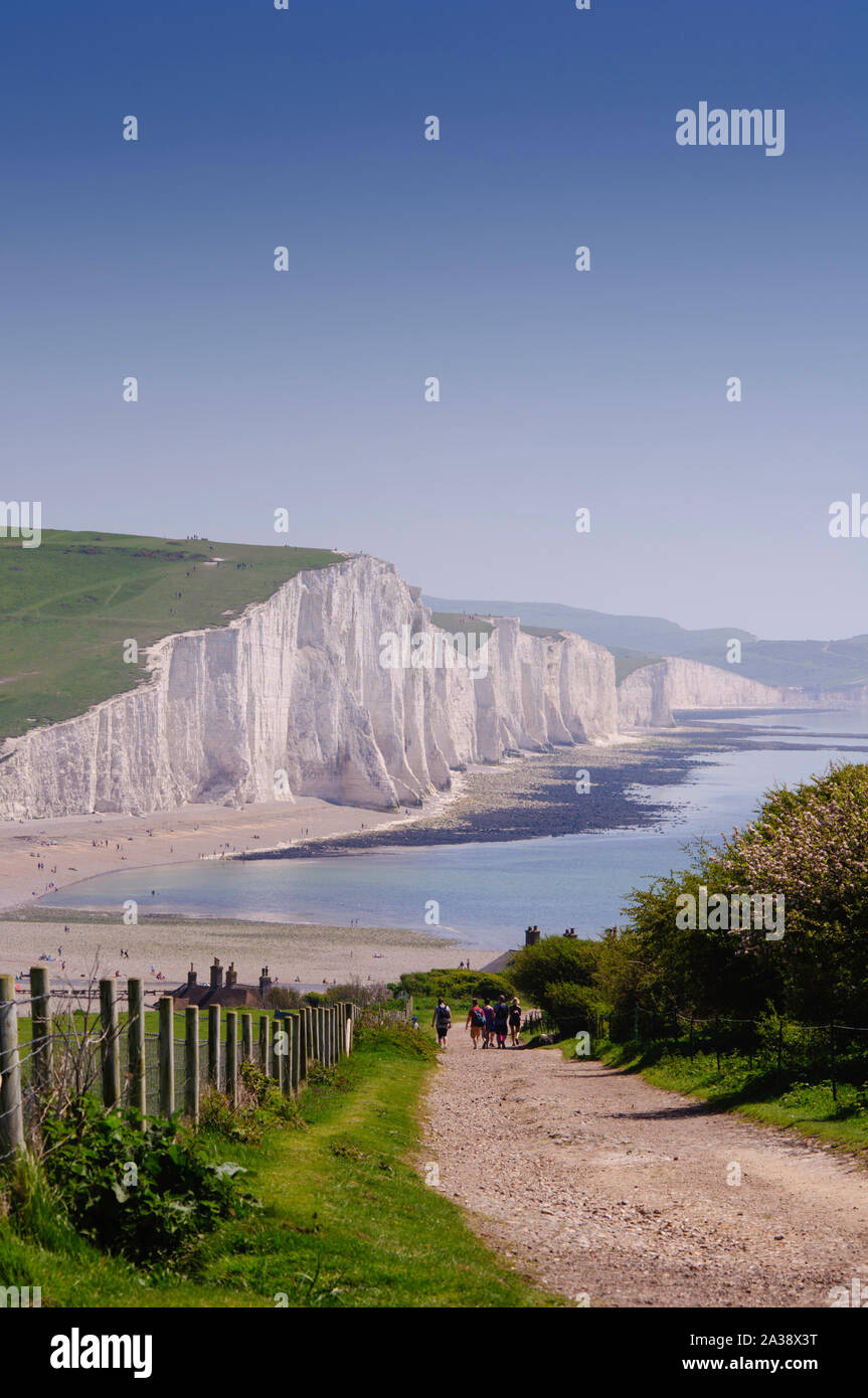 Die sieben Schwestern sind eine Reihe von kreidefelsen durch den Englischen Kanal. Sie sind Teil des South Downs in East Sussex. Stockfoto