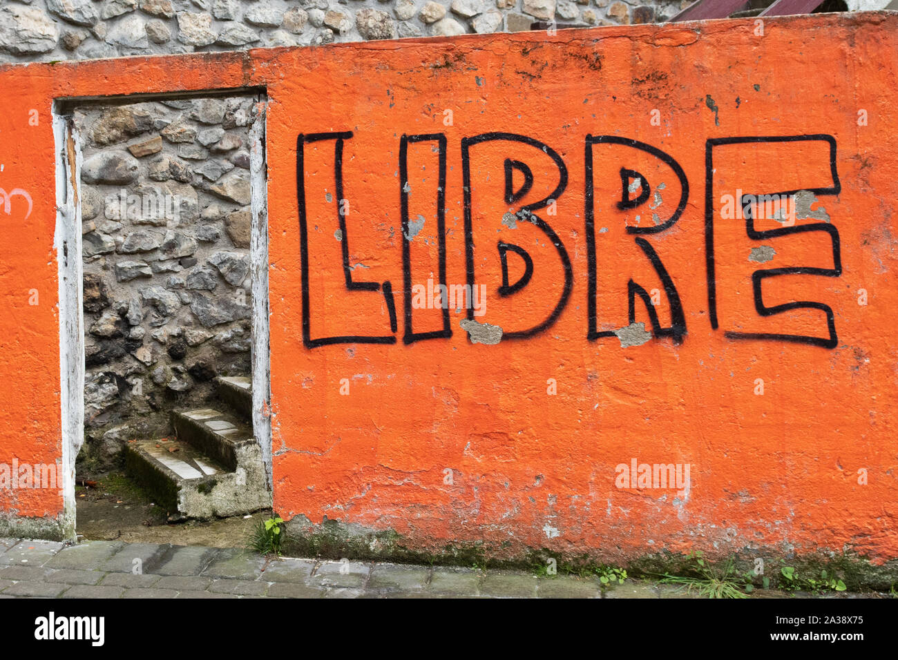 Baskische Unabhängigkeit Graffiti "freien" in der baskischen Dorf Ea, Biscaya, Spanien Stockfoto