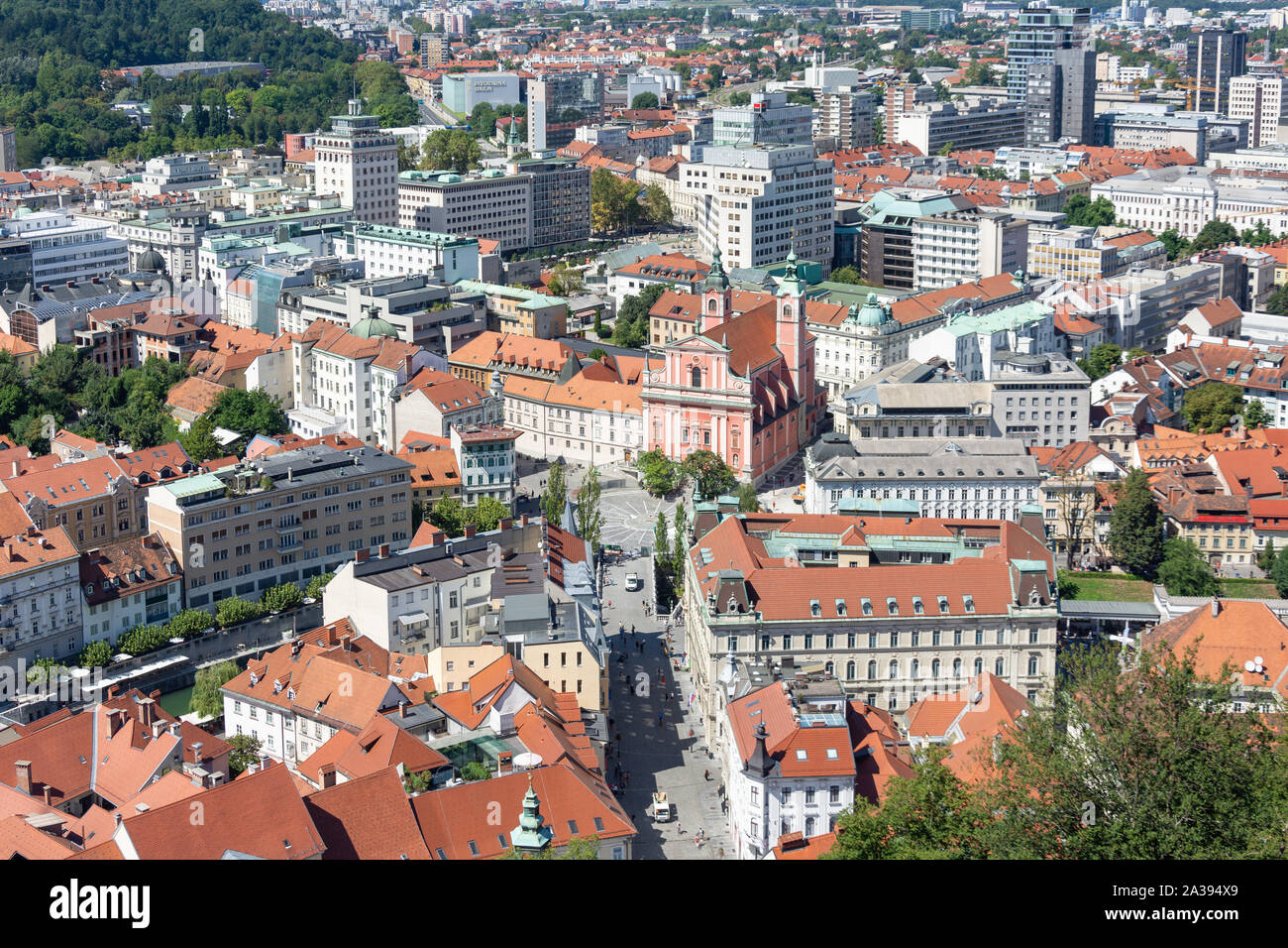 Blick auf die Altstadt von Ljubljana Schloss, Altstadt, Ljubljana, Slowenien Stockfoto