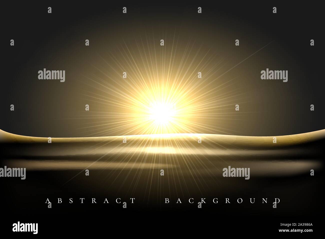 Shining Star Rising über Wüste Landschaft schwarzen Hintergrund. Vector Illustration Stock Vektor