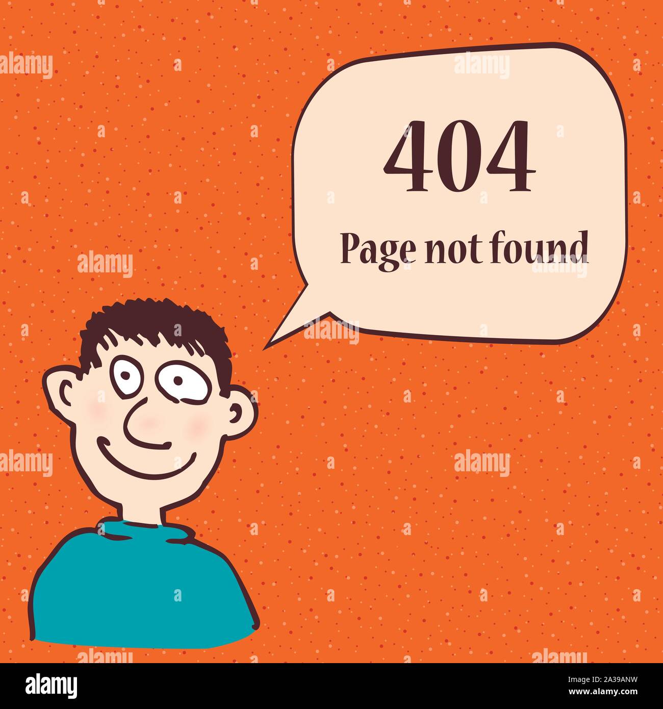 404-Fehlerseite. Lustige Fehler 404 Symbol mit cartoon Charakter des Menschen. Vector Illustration. Stock Vektor