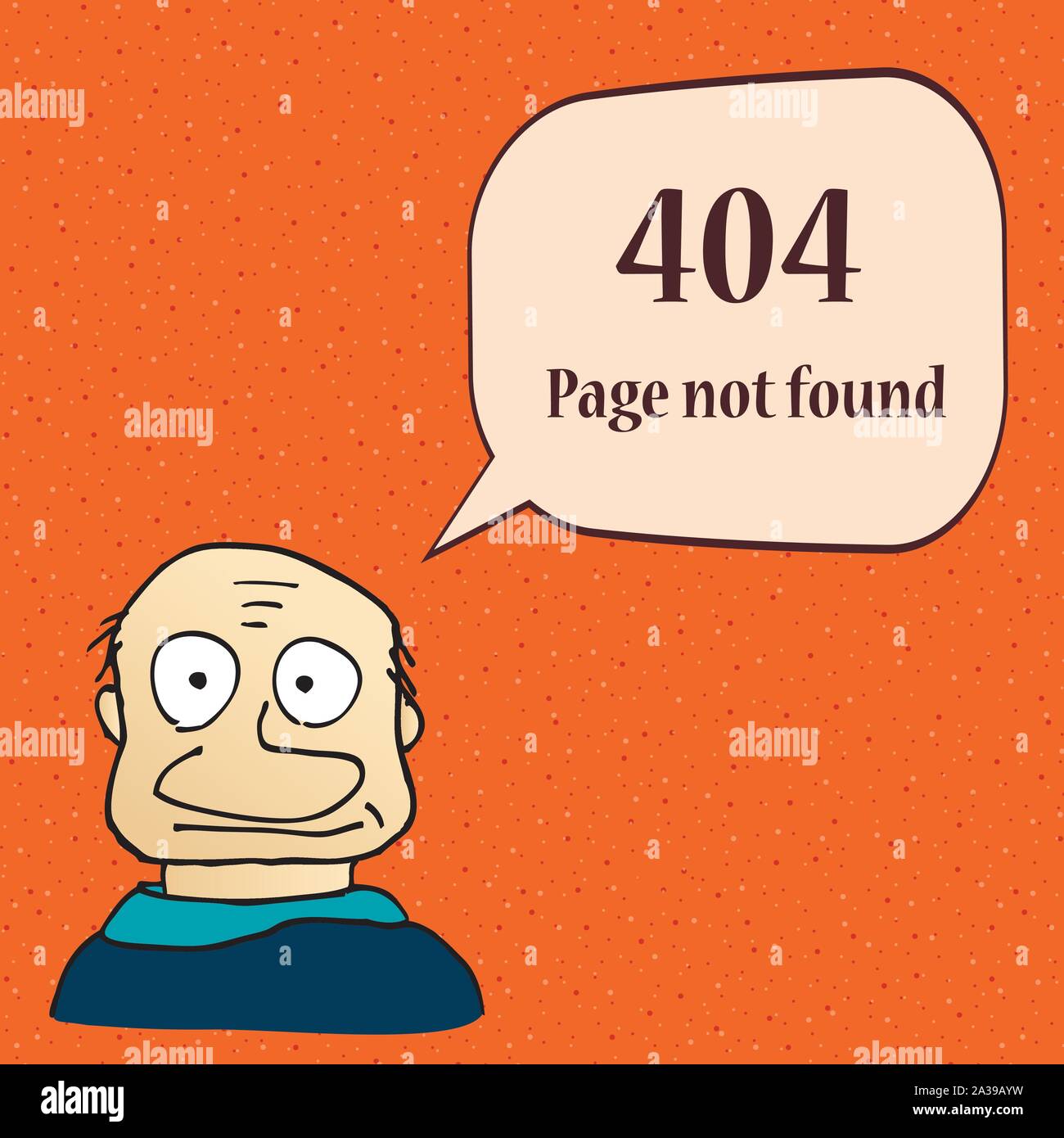 404-Fehlerseite. Lustige Fehler 404 Symbol mit cartoon Charakter des Menschen. Vector Illustration. Stock Vektor