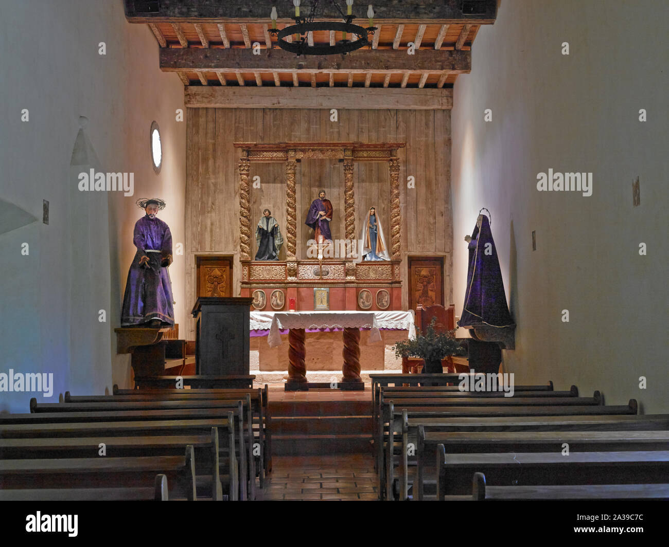 Heiligtum der Mission San Francisco de la Espada, heute bekannt als Mission Espada, San Antonio, Texas Stockfoto