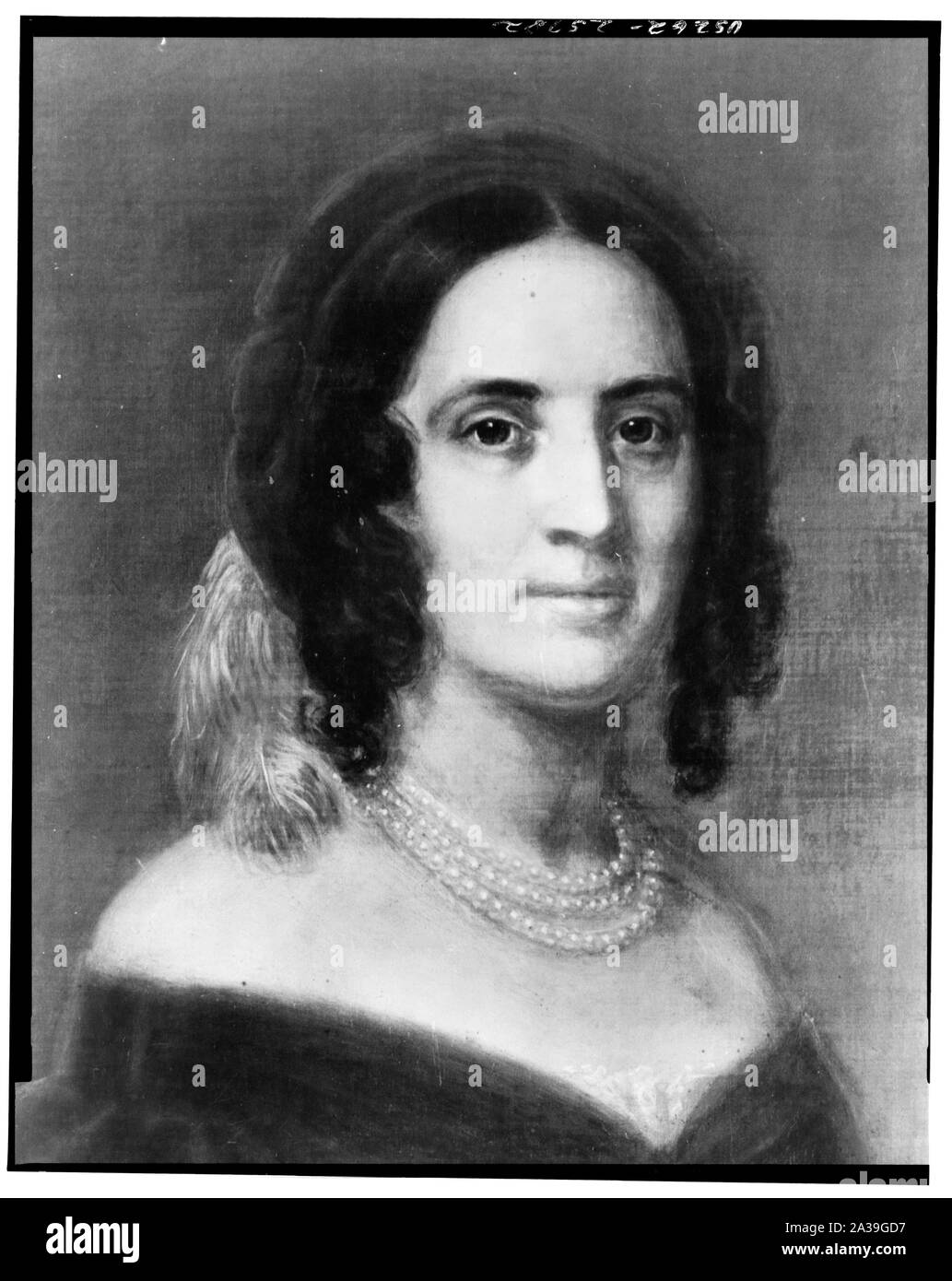 Frau James K. Polk, mit Kopf und Schulter Portrait, Blick leicht nach rechts. Portrait von Sarah Childress Polk, Ehefrau von Präsident J. K. Polk, durch George W. Dury. Bibliothek des Kongresses Drucke und Fotografien Division; Stockfoto