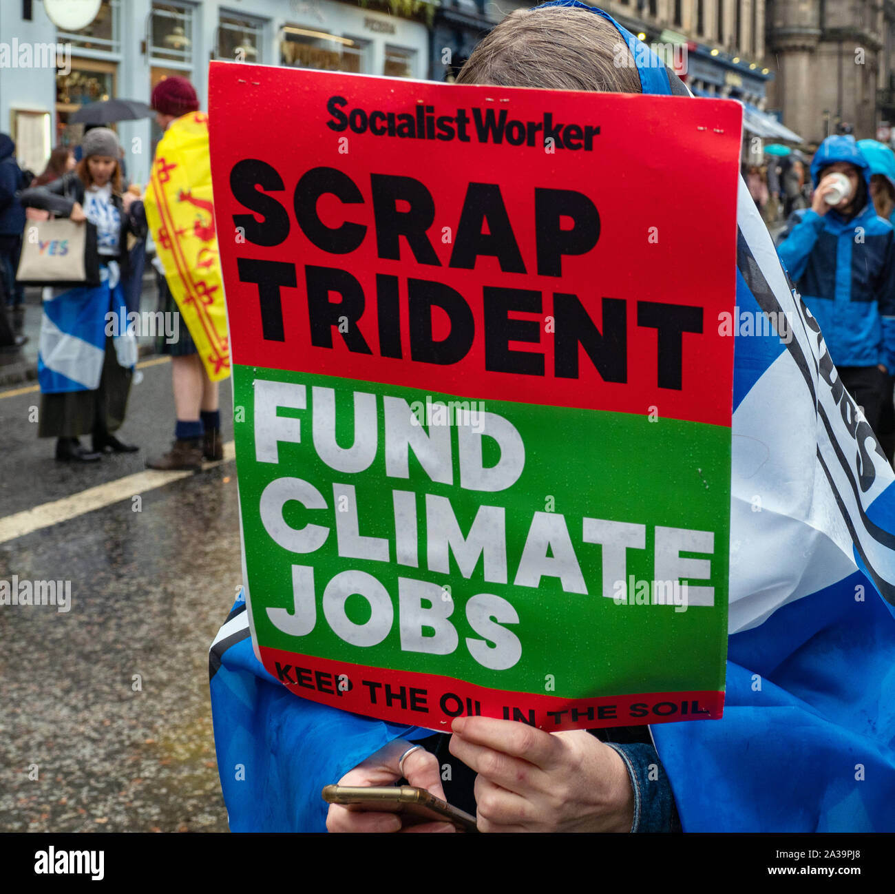 Edinburgh, Schottland, Großbritannien - 05 Oktober 2019 - viele Tausende von schottischen Unabhängigkeit Unterstützer nahmen an einem "Alle unter einem Banner - AUOB' Rallye. Stockfoto