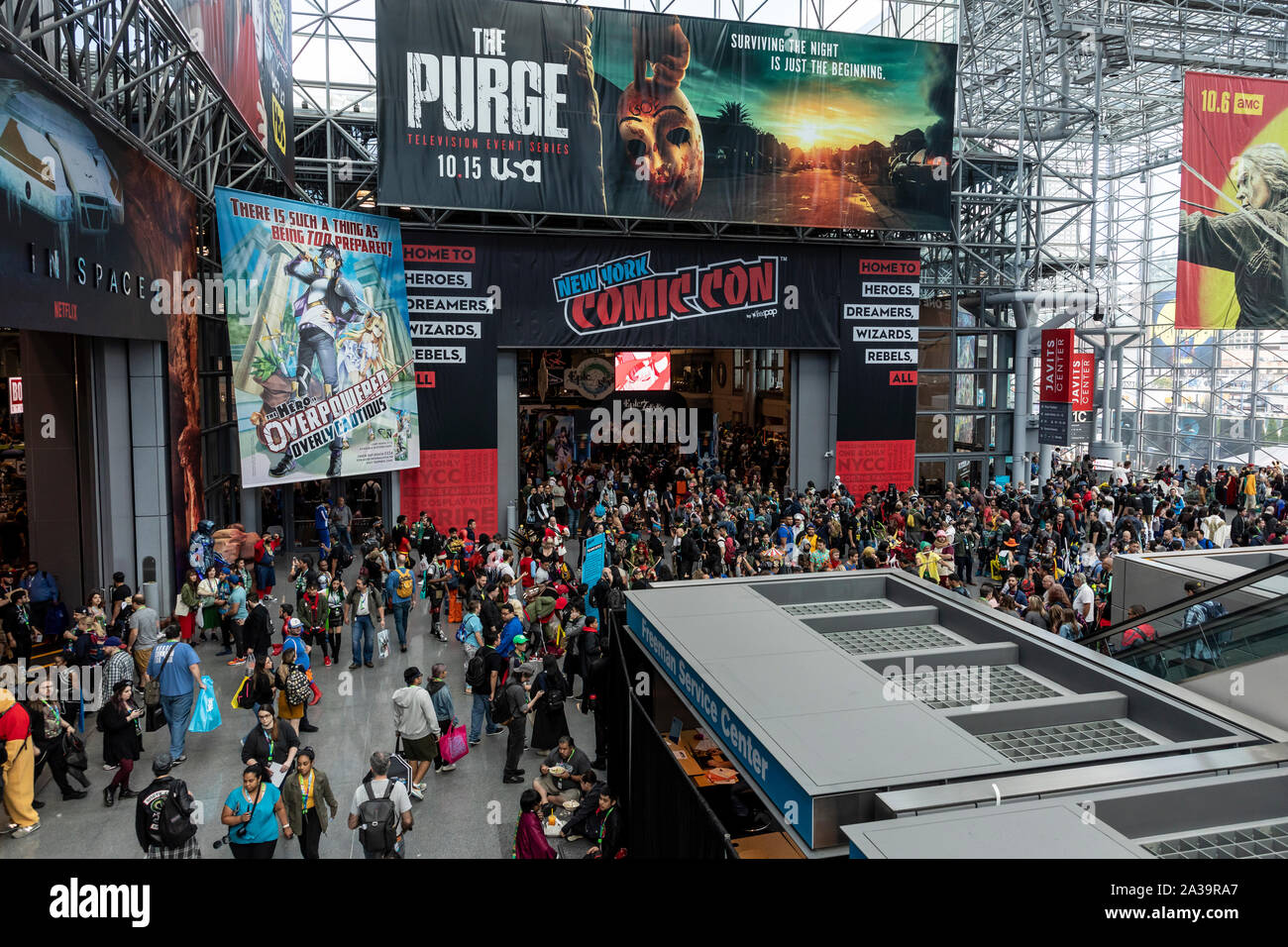 New York, NY, USA - Oktober 4, 2019: Allgemeine Atmosphäre auf Übereinkommen Erdgeschoss während der Comic Con 2019 Im Jacob K. Javits Convention Center in New York Stockfoto