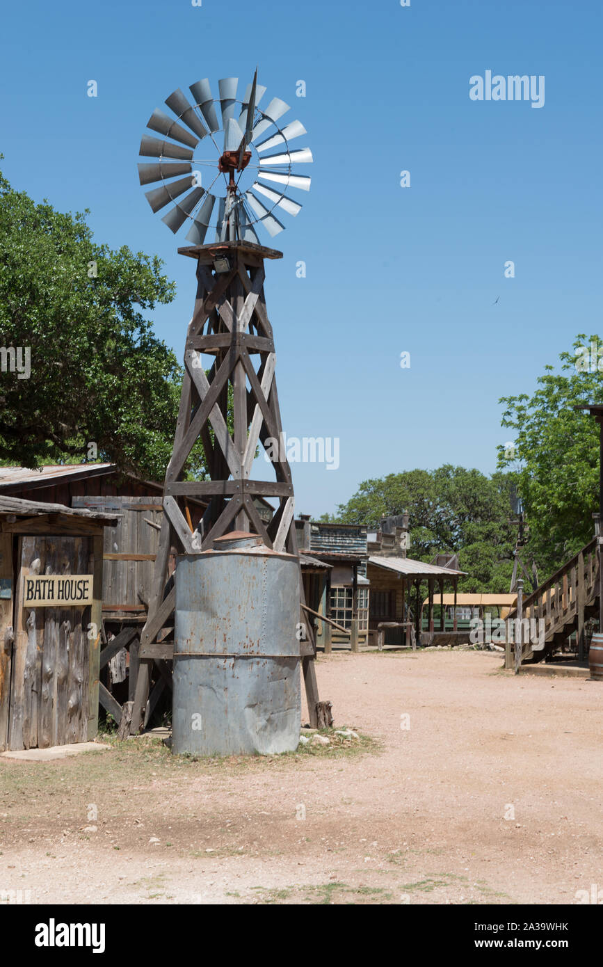 Szene aus dem verzauberten Federn Ranch, einer alten Westen Theme Park, Veranstaltungsort, und häufige Film- und TV-Spot in Boerne, Texas, nordwestlich von San Antonio Stockfoto