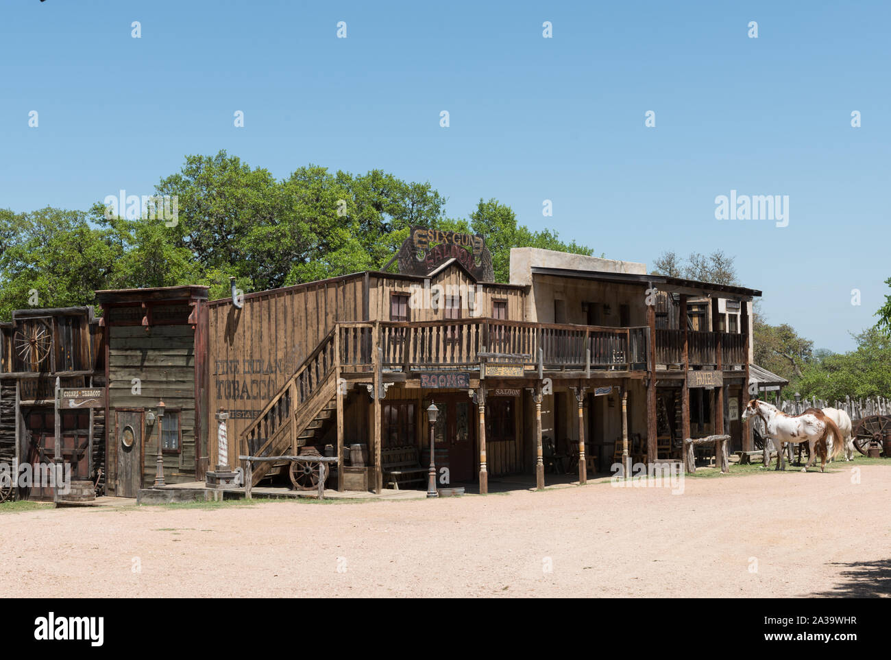 Szene aus dem verzauberten Federn Ranch, einer alten Westen Theme Park, Veranstaltungsort, und häufige Film- und TV-Spot in Boerne, Texas, nordwestlich von San Antonio Stockfoto