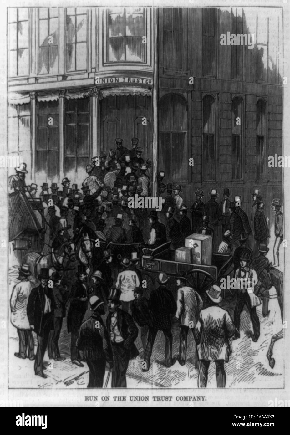 Szenen in der Wall Street während der Panik. Run auf die Union Trust Company Stockfoto
