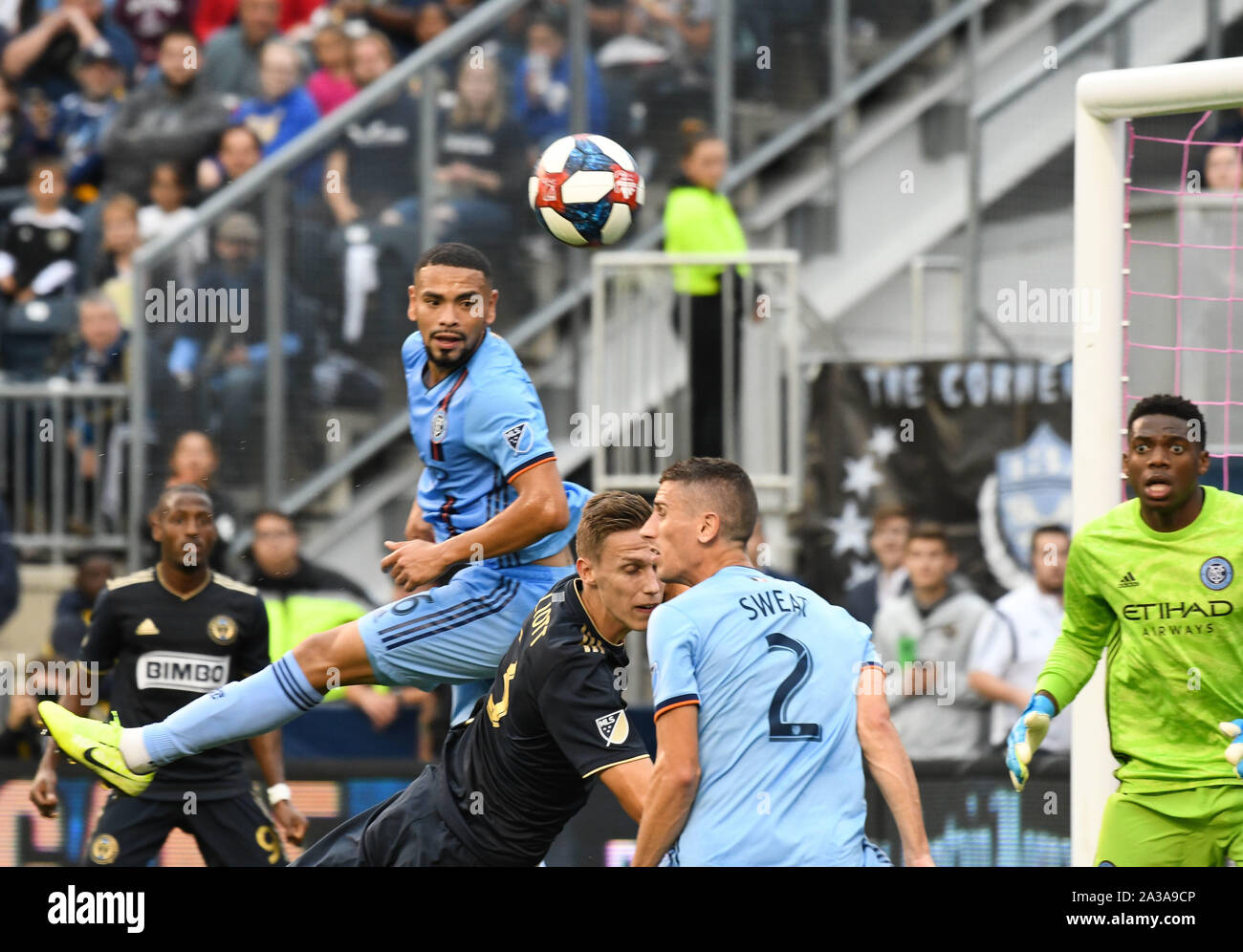 Chester, Pennsylvania, USA. 6. Okt, 2019. New York City FC und der Philadelphia Union in Aktion bei Talen Energie Stadion in Chester PA Credit: Ricky Fitchett/ZUMA Draht/Alamy leben Nachrichten Stockfoto