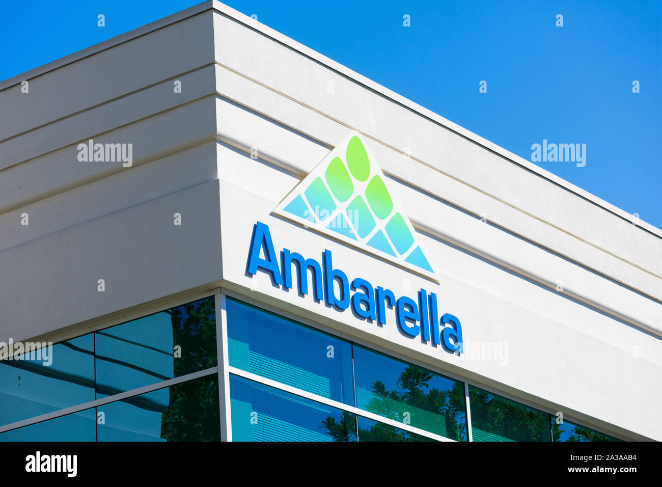 Mombinpflaumen Zeichen an Fabless Semiconductor Design Firmenzentrale im Silicon Valley, High-tech Hub der San Francisco Bay Area. Stockfoto