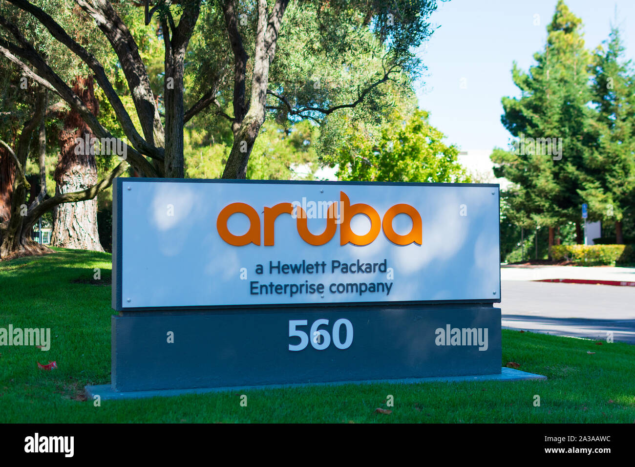 Aruba Networks ist eine drahtlose Vernetzung Tochtergesellschaft von Hewlett Packard Enterprise Company Stockfoto