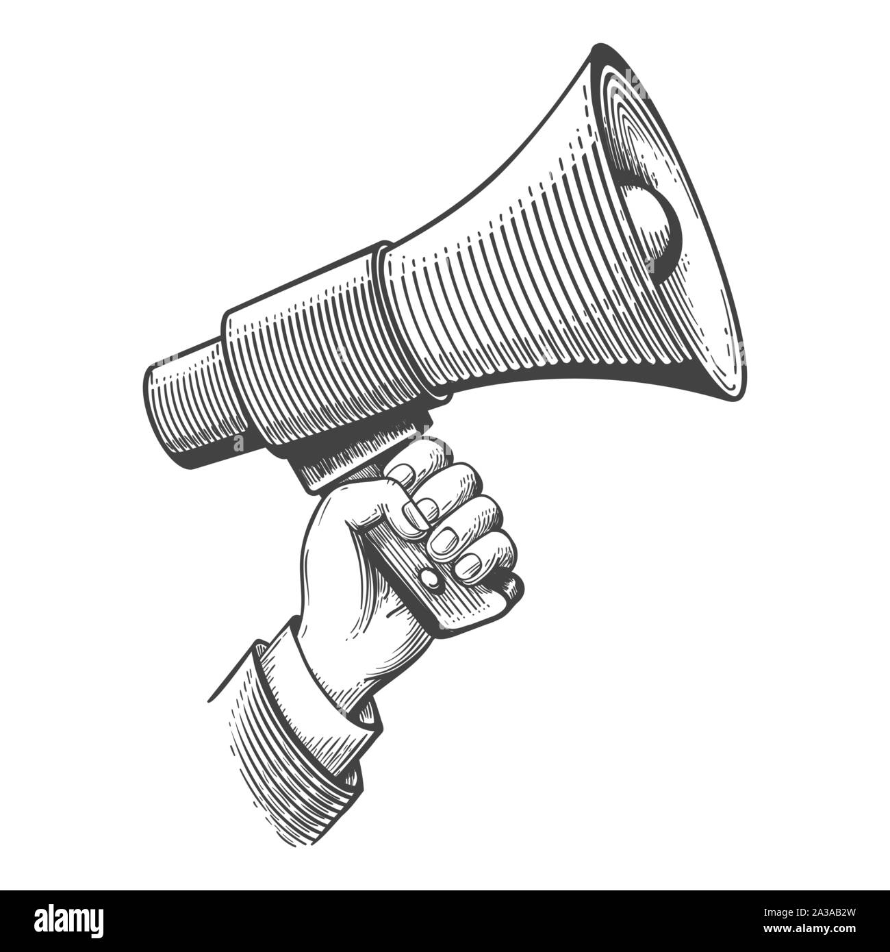 Megaphon Gravur Skizze Stock Vektor