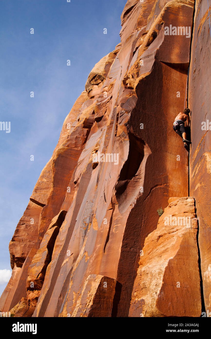 Kletterer, Indian Creek, UT, USA Stockfoto
