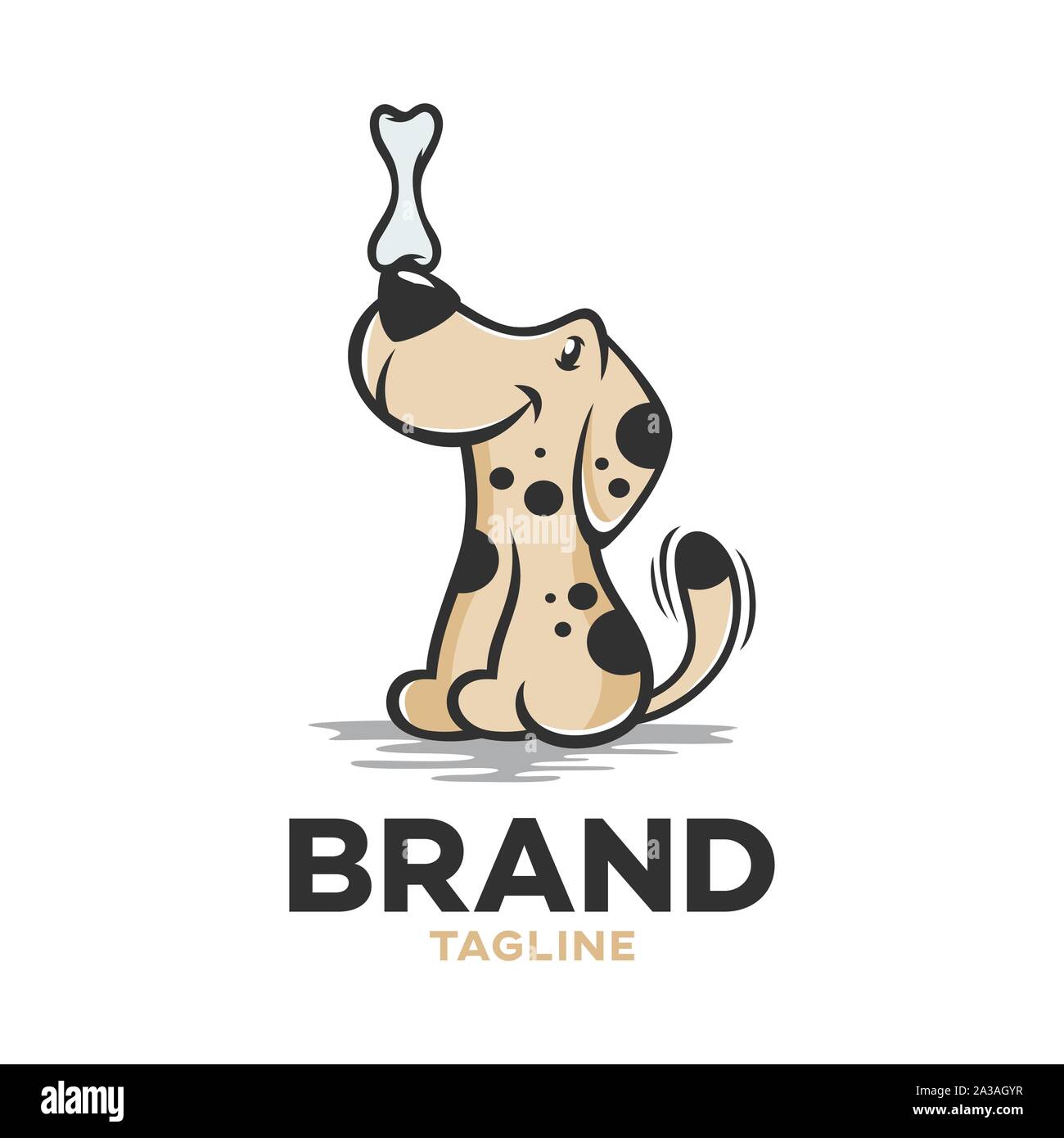 Modernes logo Hund mit Knochen Stock Vektor
