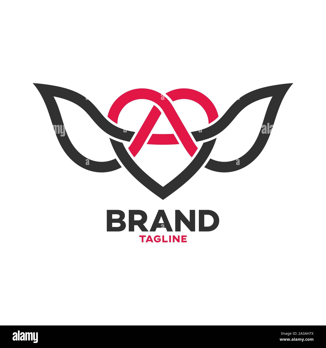 Moderne Herz und Flügeln logo Stock Vektor