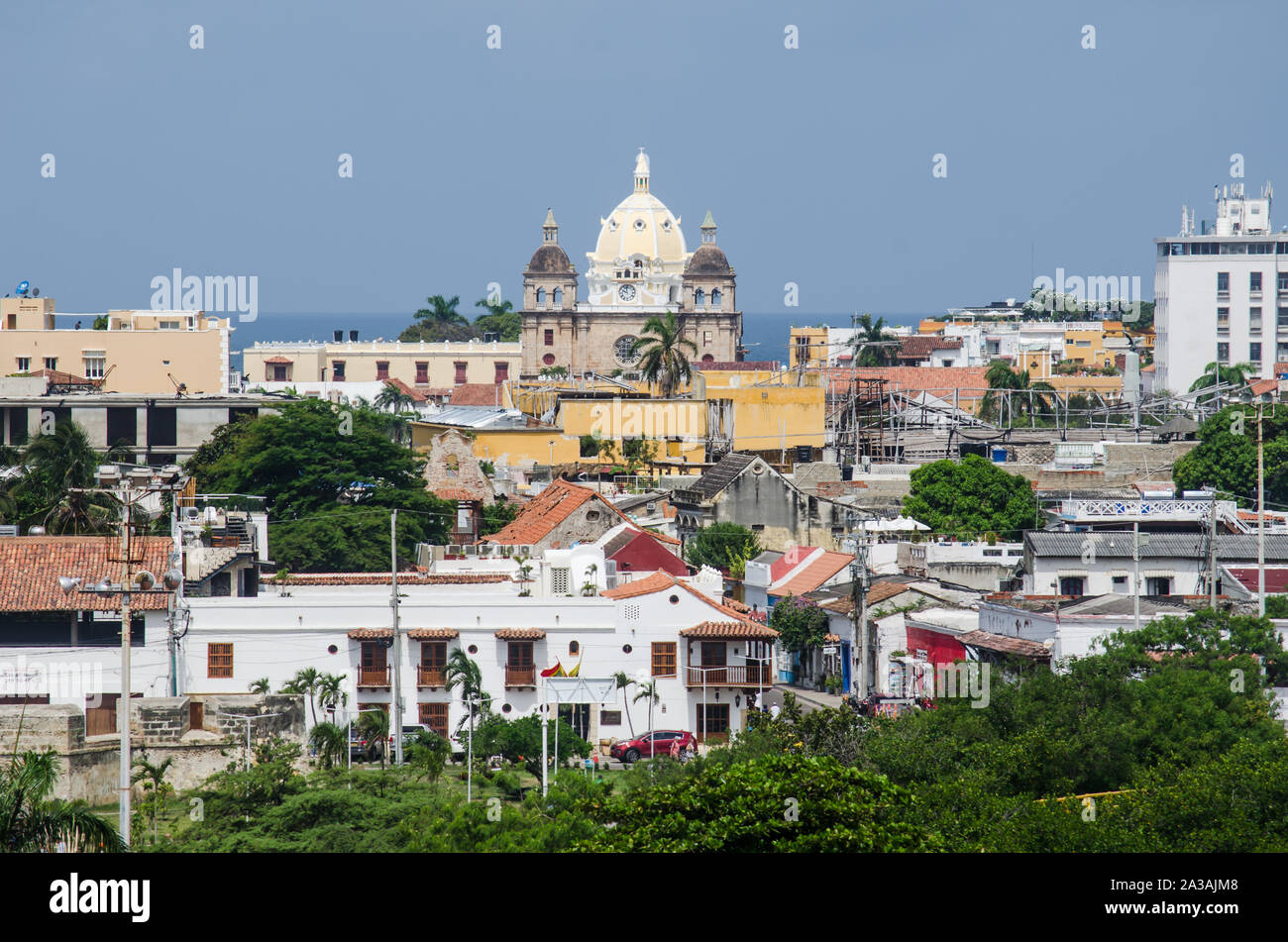 Cartagena Skyline von San Felipe de Barajas Schloss gesehen Stockfoto