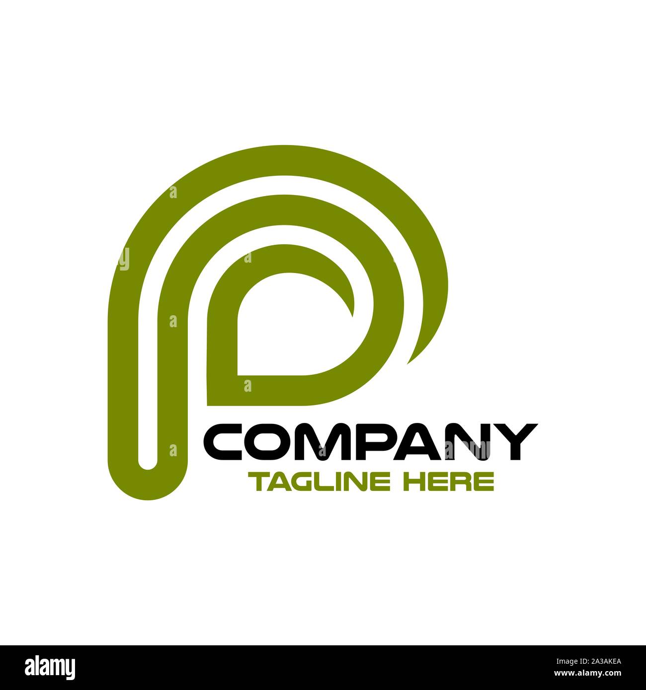 Moderne Blatt und schreiben P Logo Stock Vektor