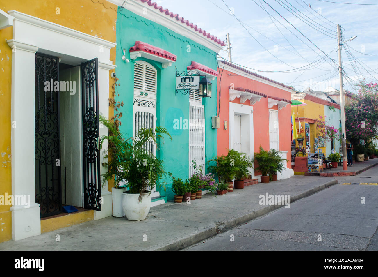 Bunte Straßen von Getsemani Nachbarschaft in Cartagena Stockfoto