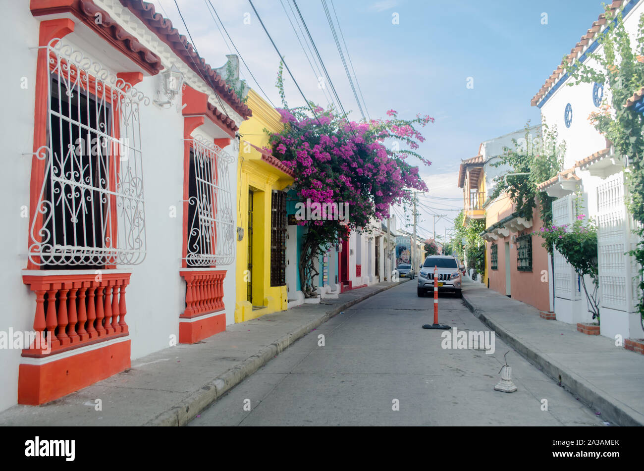 Bunte Straßen von Getsemani Cartagena Stockfoto