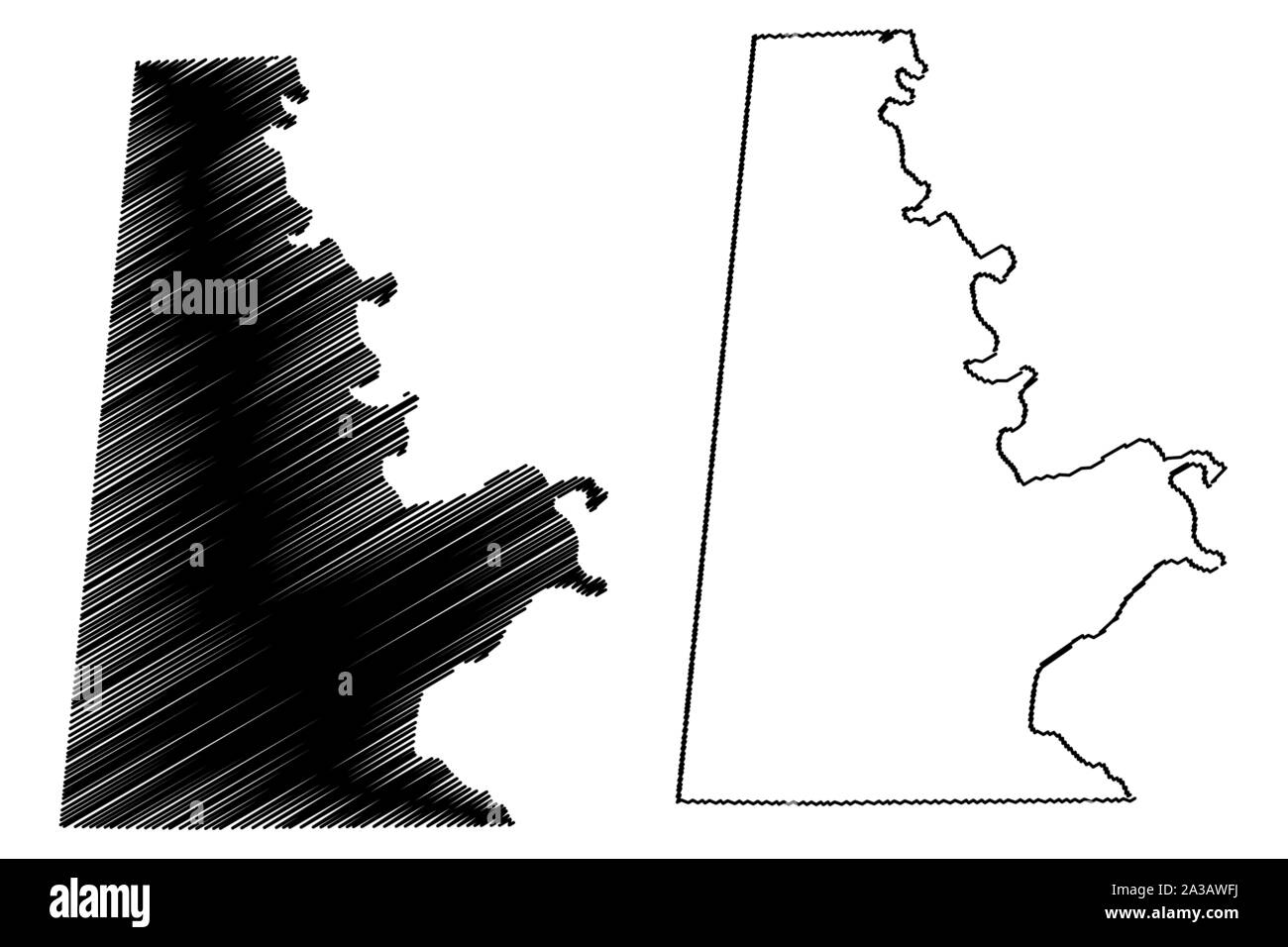 Sumter County, Alabama (Grafschaften in Alabama, Vereinigte Staaten von Amerika, USA, USA, USA) Karte Vektor-illustration, kritzeln Skizze Sumter Karte Stock Vektor