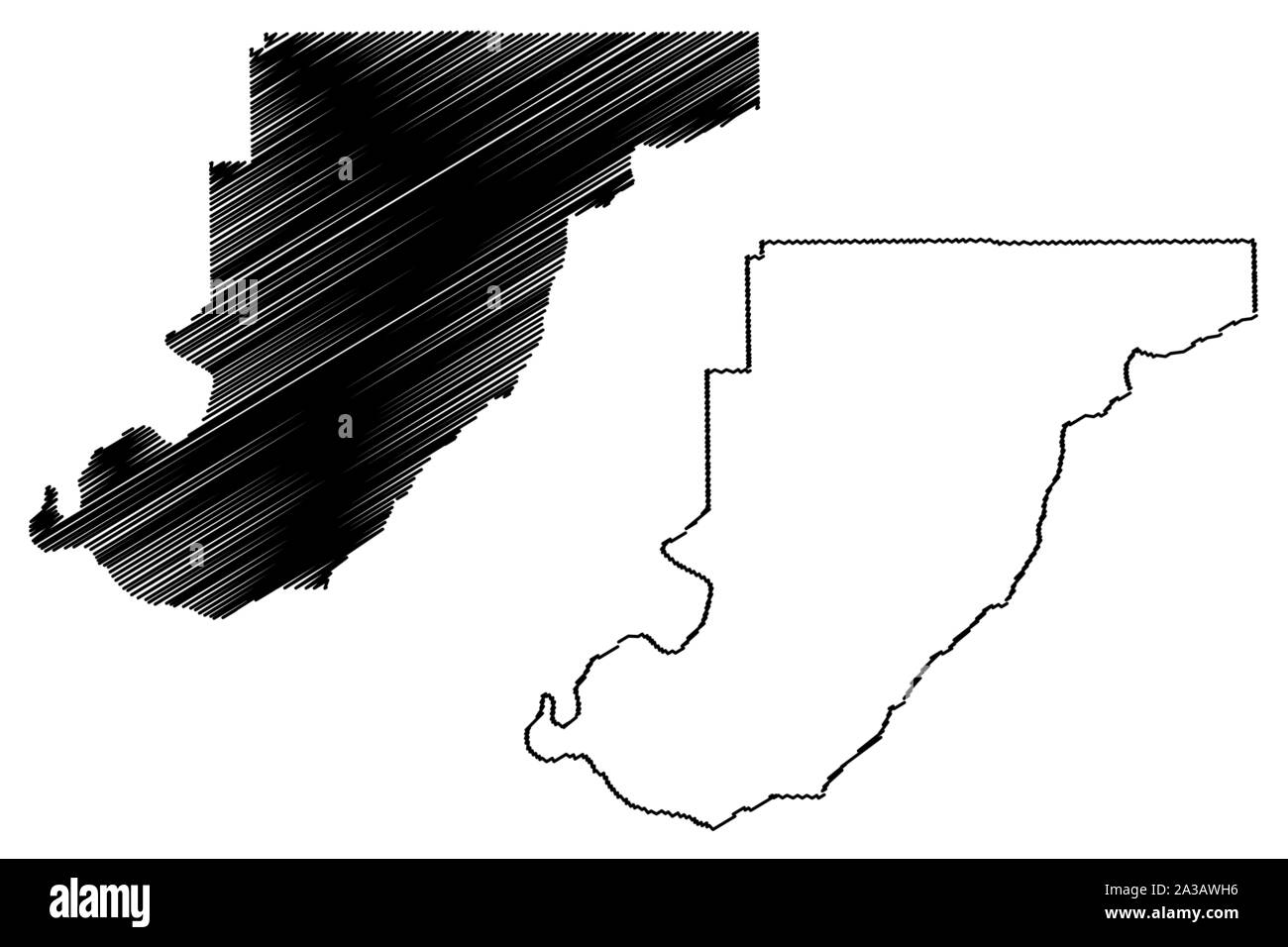 Monroe County, Alabama (Grafschaften in Alabama, Vereinigte Staaten von Amerika, USA, USA, USA) Karte Vektor-illustration, kritzeln Skizze Monroe Karte Stock Vektor