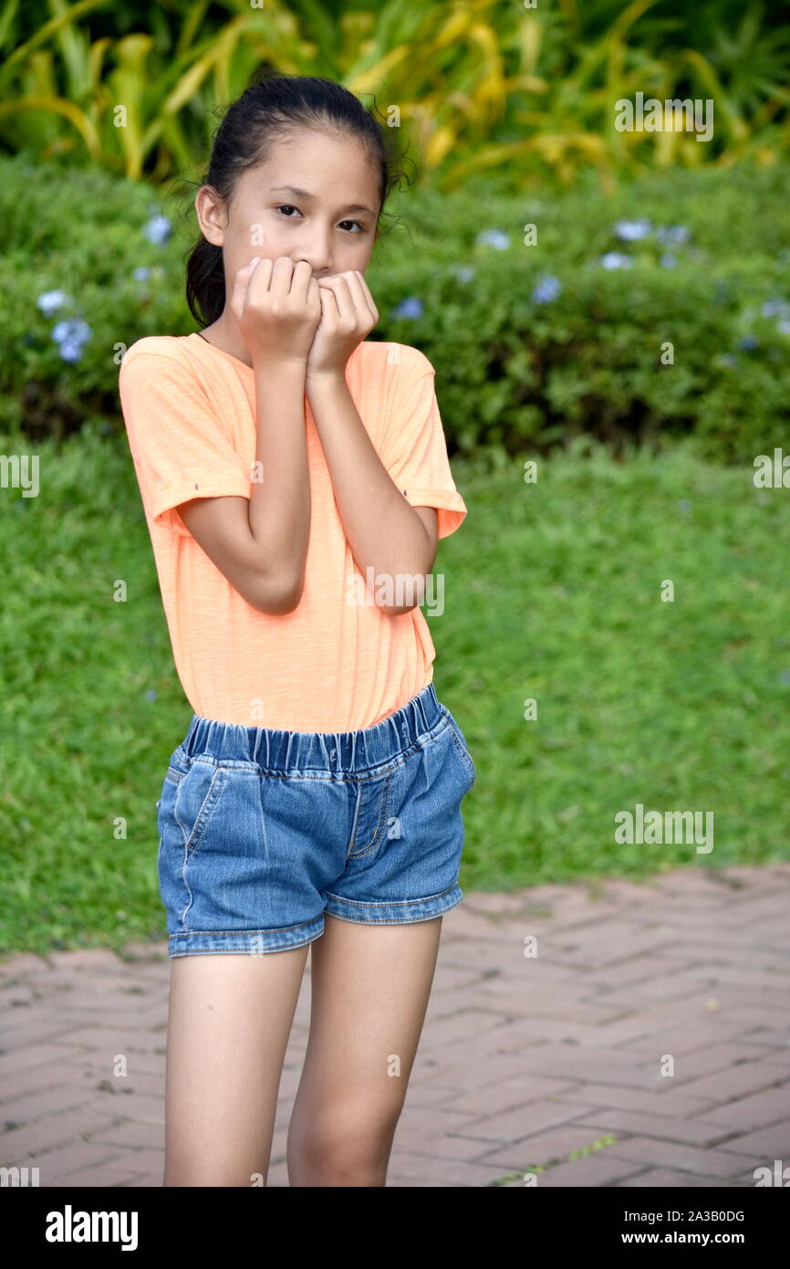 Eine junge asiatische Jugendliche Angst Stockfoto