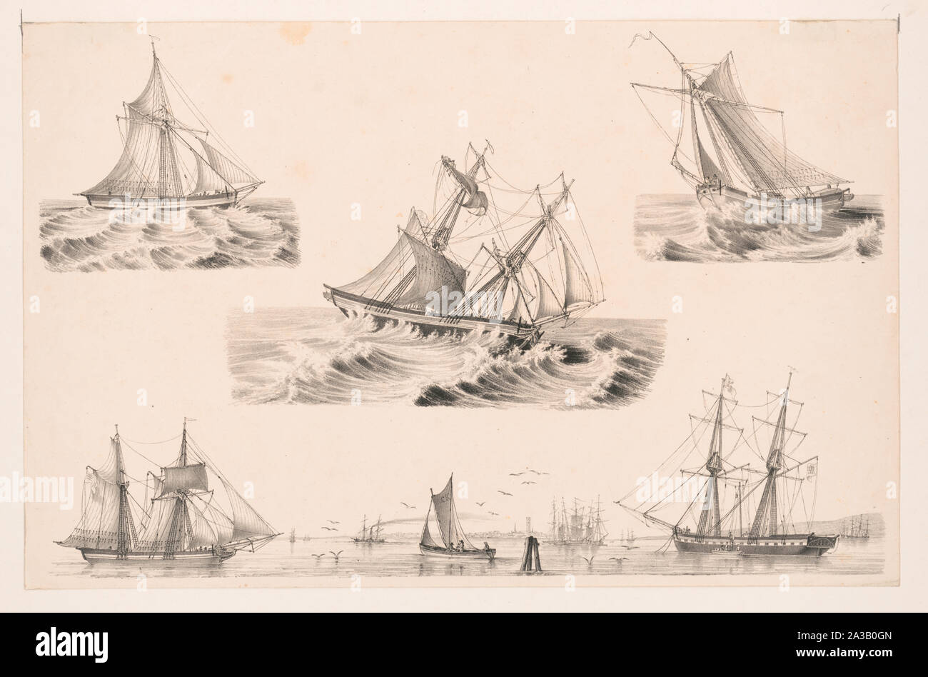 Schiffe auf See, während eines Sturms] / C.K. Stockfoto