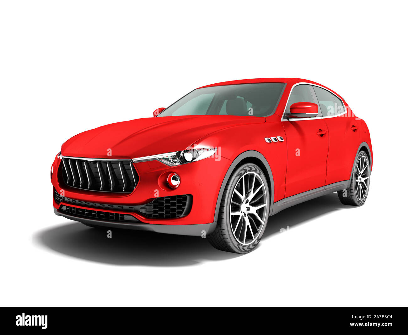Modernes Auto Crossover für Geschäftsreisen 3D-Render auf weißem Hintergrund mit Schatten Stockfoto