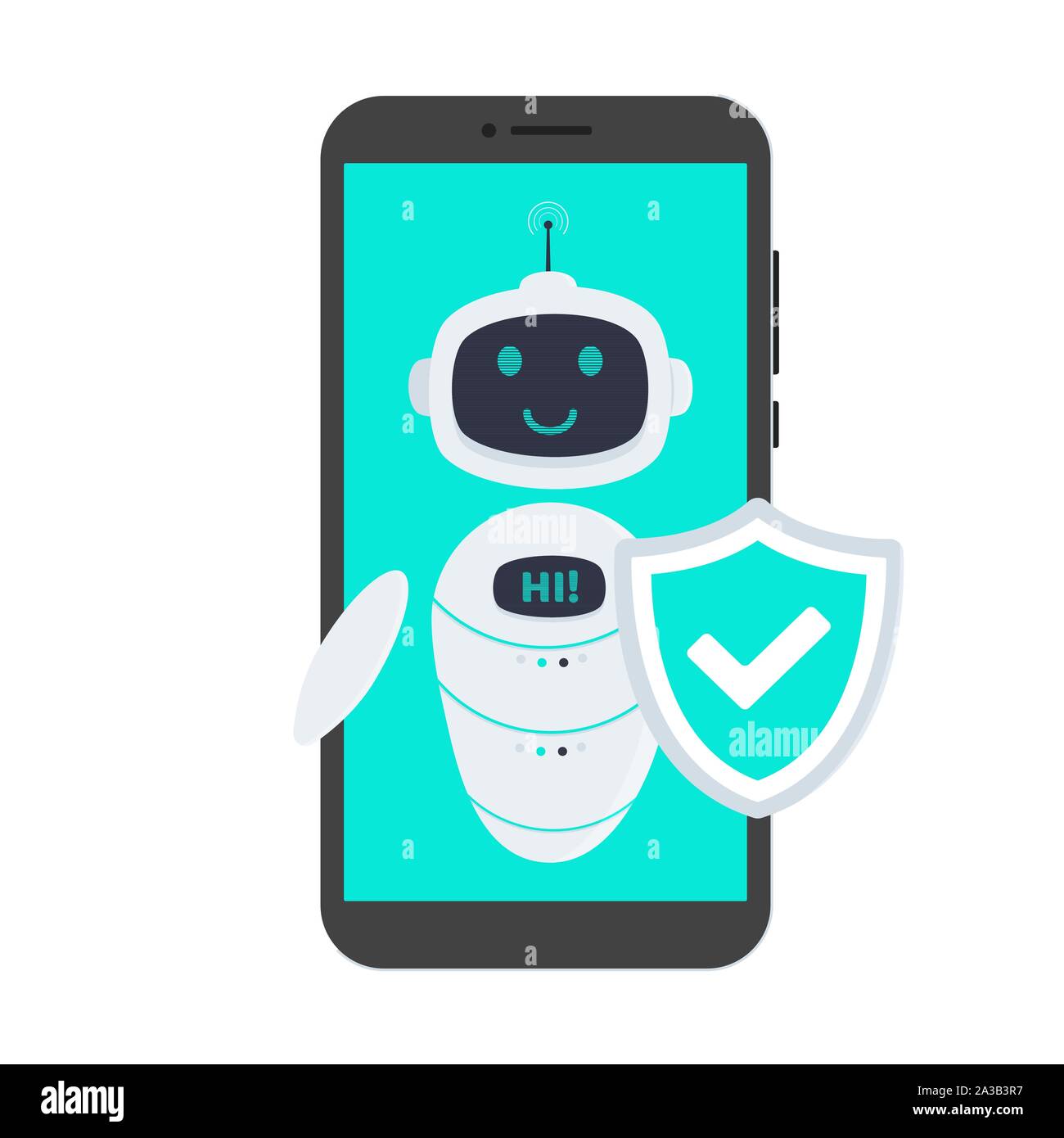 Roboter chatbot Symbol zeichen Flat Style Design Vector Illustration auf weißem Hintergrund. Cute AI bot Helfer Maskottchen Charakter Konzept business Assis Stock Vektor
