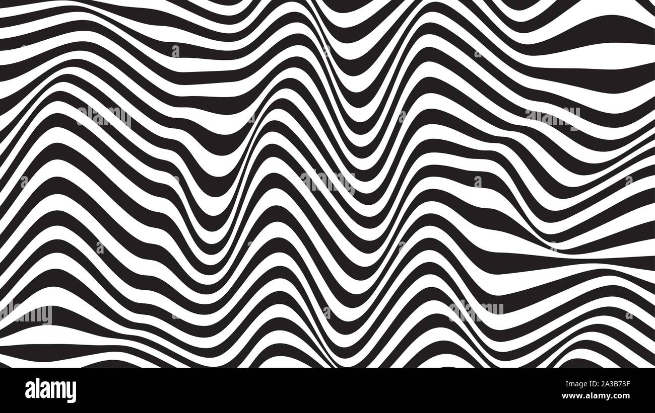 Abstrakte op-art Hintergrund, optische Illusion Zebrafell Muster Stock Vektor