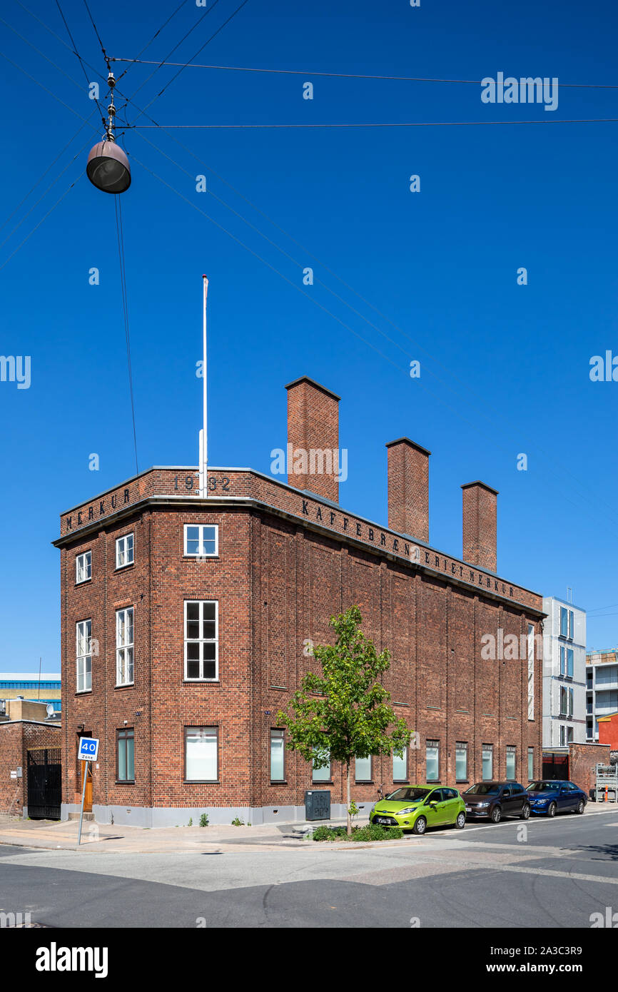 Kaffebraenderiet Merkur (Merkur Kaffee Röstung Fabrik), Gebäude, entworfen von Carl Cervais, erbaut 1932; Sigurdsgade/Hermodsgade, Kopenhagen, Dänemark Stockfoto