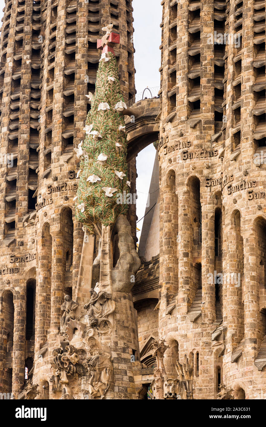 Die Sagrada Familia, Aussenansicht, Tuerme, Detail Stockfoto