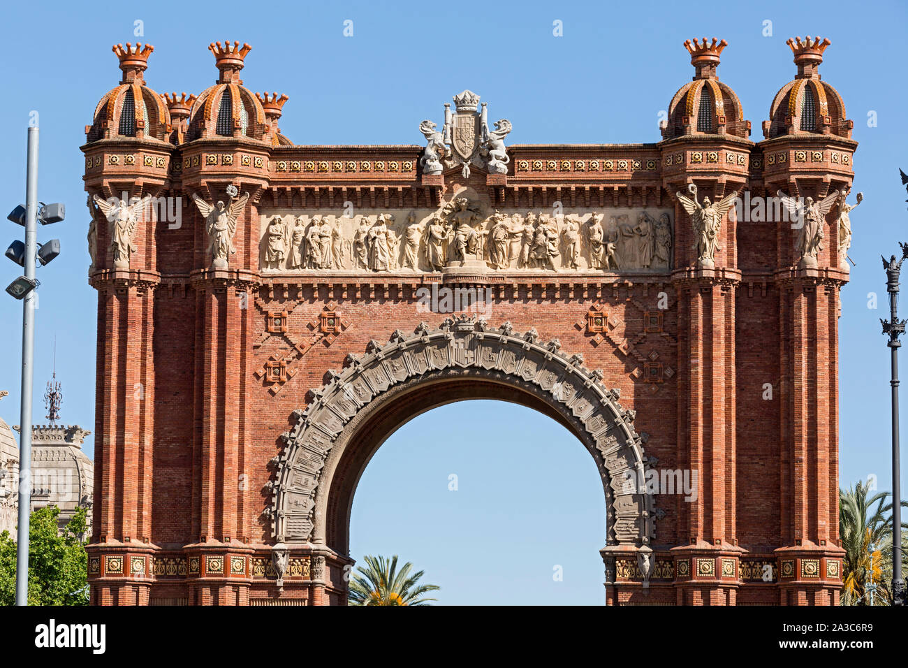 Barcelona, Passeig Sant Joan, "Arc de Triomf", Torbogen, Pommes Frites Stockfoto