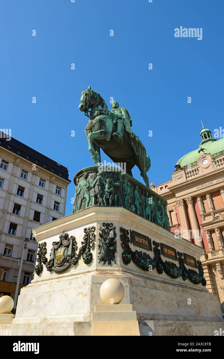 Fürst Mihailo Denkmal auf dem Platz der Republik, Belgrad, Serbien Stockfoto