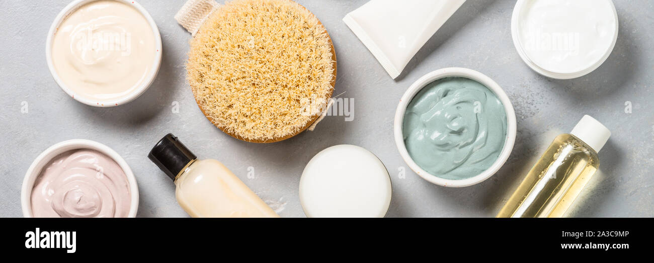Clay Mask auf Rosa bakground, Hautpflege Produkt. Stockfoto