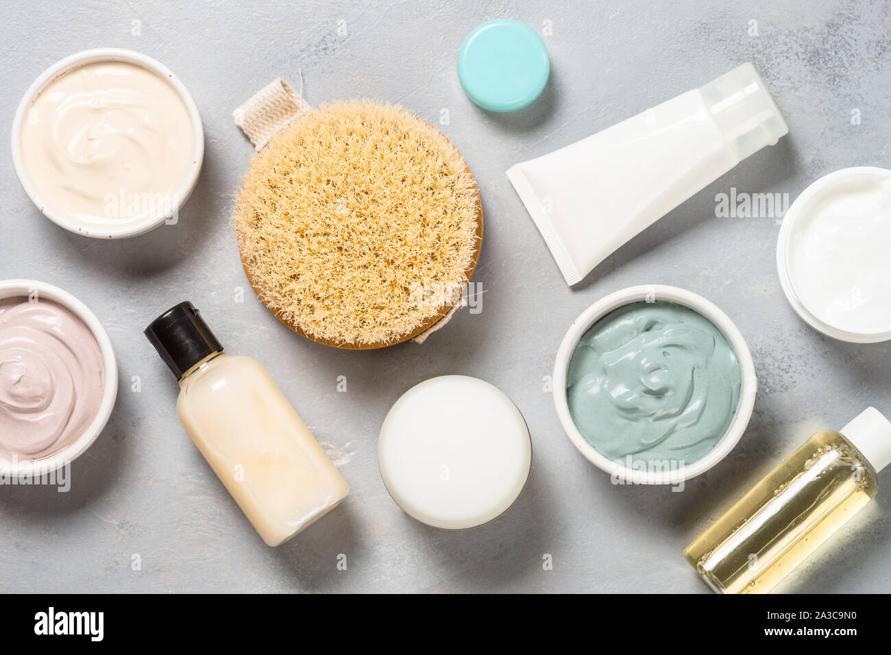 Clay Mask auf Rosa bakground, Hautpflege Produkt. Stockfoto