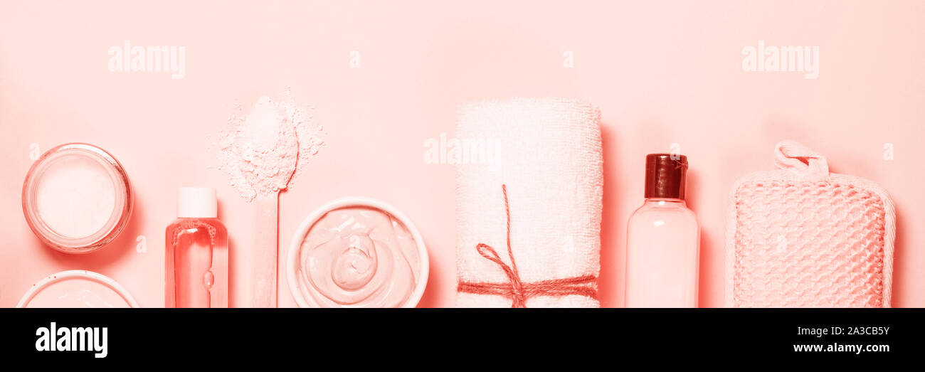 Spa Hintergrund auf Rosa bakground, flach. Stockfoto